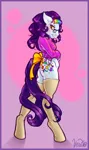 Size: 550x922 | Tagged: safe, artist:penanggalan, derpibooru import, oc, unofficial characters only, anthro, unguligrade anthro, g1, bow, clothes, female, glasses, image, jpeg, looking back, socks, solo, sweater, tail, tail bow, thigh highs