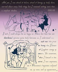Size: 1730x2160 | Tagged: safe, artist:jewellier, derpibooru import, part of a set, limestone pie, marble pie, maud pie, pinkie pie, earth pony, pony, series:ask the pie sisters, ask, comic, english, female, g4, image, ink, mare, pie sisters, png, siblings, sisters, sketch, stain, text, translation