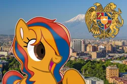 Size: 1280x853 | Tagged: safe, alternate version, artist:fioweress, derpibooru import, edit, oc, ponified, pony, armenia, image, irl, mount ararat, nation ponies, photo, png, ponies in real life, solo, yerevan