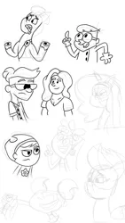 Size: 1080x1920 | Tagged: safe, derpibooru import, hitch trailblazer, izzy moonbow, zipp storm, g5, dexter's laboratory, digital art, doodle, good pizza great pizza, image, jpeg, lineart, sketch, the fairly oddparents, the grim adventures of billy and mandy
