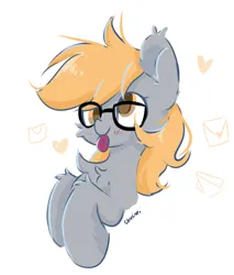 Size: 444x522 | Tagged: safe, artist:skylinepony_, derpibooru import, derpy hooves, pegasus, pony, cute, female, g4, glasses, half body, heart, hoof hold, image, letter, looking at you, png, simple background, solo, white background