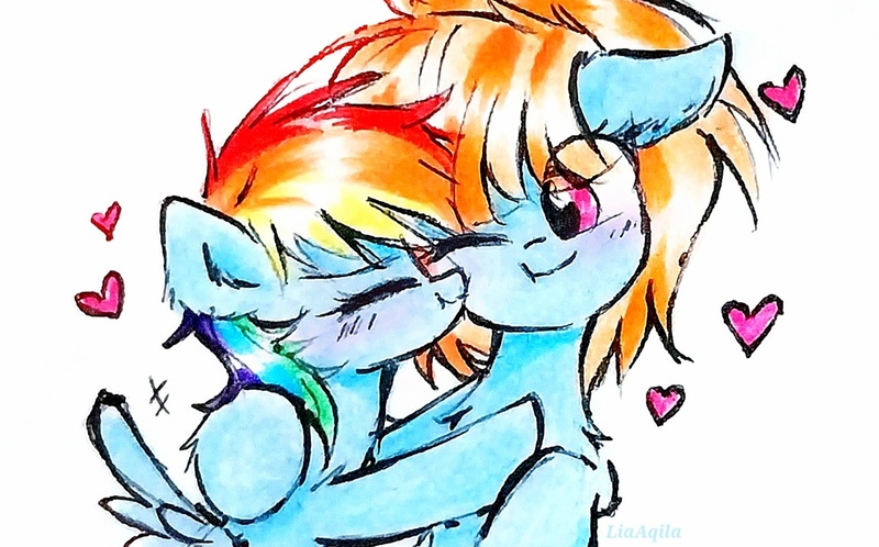 Size: 1482x923 | Tagged: safe, artist:liaaqila, derpibooru import, rainbow dash, windy whistles, pegasus, pony, duo, duo female, female, image, jpeg, mother and child, mother and daughter, simple background, white background