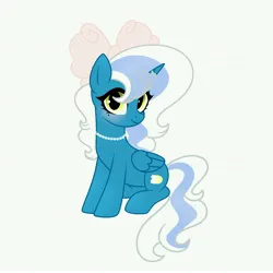Size: 6890x6890 | Tagged: safe, artist:riofluttershy, derpibooru import, oc, oc:fleurbelle, unofficial characters only, alicorn, pony, alicorn oc, blushing, bow, female, hair bow, horn, image, jewelry, jpeg, mare, necklace, pearl, pearl necklace, simple background, smiling, solo, wings, yellow eyes