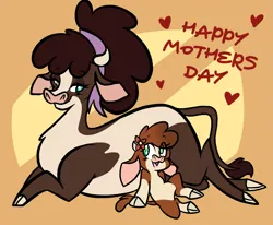 Size: 2023x1668 | Tagged: safe, artist:steelsoul, derpibooru import, cow, them's fightin' herds, arizona (tfh), community related, female, image, minnesota (tfh), mother and child, mother and daughter, mother's day, png, simple background