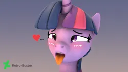 Size: 2048x1152 | Tagged: suggestive, artist:undeadheaven, derpibooru import, twilight sparkle, pony, unicorn, 3d, ahegao, blushing, bust, female, gradient background, horn, image, looking pleasured, mare, open mouth, png, portrait, sfm pony, solo, source filmmaker, tongue out, unicorn twilight