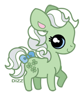 Size: 169x196 | Tagged: safe, artist:dizziness, derpibooru import, minty (g1), earth pony, pony, g1, 2010, bow, chibi, colored pinnae, cute, dizziness's chibi ponies, female, g1 mintabetes, image, looking at you, mare, outline, png, raised hoof, simple background, solo, standing, tail, tail bow, transparent background