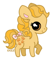 Size: 169x196 | Tagged: safe, artist:dizziness, derpibooru import, butterscotch (g1), earth pony, pony, g1, 2010, bow, chibi, colored pinnae, cute, dizziness's chibi ponies, female, image, looking at you, mare, outline, png, raised hoof, simple background, solo, standing, tail, tail bow, transparent background
