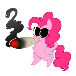 Size: 1500x1500 | Tagged: safe, artist:xekinise, derpibooru import, pinkie pie, earth pony, pony, blunt, dilated pupils, drugs, g4, hooves on hips, image, marijuana, meme, pinkie high, png, shitposting, simple background, solo, standing on two hooves, staring at you, transparent background