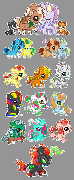 Size: 400x966 | Tagged: oc name needed, safe, artist:dizziness, derpibooru import, fizzy, oc, oc:fire storm, oc:neon princess, oc:ray of sunshine, oc:silvermoon, oc:skyblazer, alicorn, cat, earth pony, original species, pegasus, pony, unicorn, g1, 2011, alicorn oc, bow, chibi, colored muzzle, colored pinnae, cute, dizziness's chibi ponies, ear piercing, earring, earth pony oc, female, flying, gradient ears, gradient legs, gradient muzzle, gray background, heart, holding hooves, horn, image, jewelry, jpeg, leonine tail, looking at you, lying down, male, mare, multicolored hair, not adoptables, oc x oc, outline, pegasus oc, piercing, rainbow hair, shipping, simple background, solo, sparkly mane, sparkly tail, spread wings, stallion, standing, straight, tail, tail bow, tiara, transparent background, turned head, unicorn oc, wings