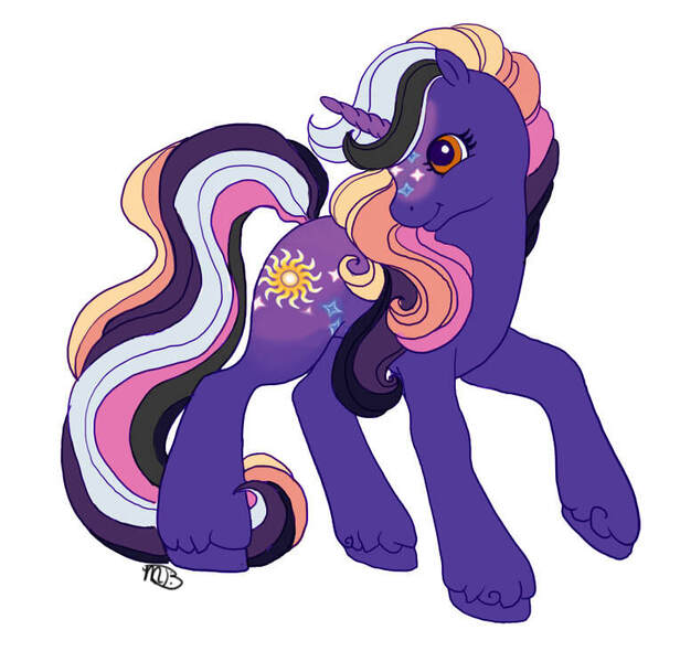 Size: 764x744 | Tagged: safe, artist:silvermoonbreeze, derpibooru import, oc, oc:soleste, unofficial characters only, pony, unicorn, g2, female, horn, image, jpeg, mare, nose cutie mark, simple background, solo, turned head, unicorn oc, white background