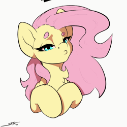Size: 1500x1500 | Tagged: safe, artist:skitsniga, derpibooru import, fluttershy, pegasus, pony, animated, beanbrows, bust, chest fluff, deal with it, eyebrows, female, g4, gif, image, mare, signature, simple background, solo, sunglasses, swag glasses, white background