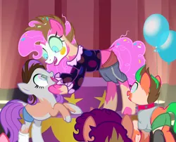 Size: 1300x1050 | Tagged: safe, artist:anonymous, derpibooru import, pinkie pie, /mlp/, /ptfg/, 4chan, balloon, human to pony, hypnosis, image, nightmare pinkie, nightmarified, png, transformation