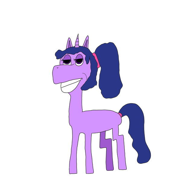 Size: 2500x2500 | Tagged: safe, artist:enterusxrname, derpibooru import, twilight sparkle, pony, unicorn, digital art, grin, horn, image, lidded eyes, png, ponytail, simple background, smiling, solo, unicorn twilight, white background