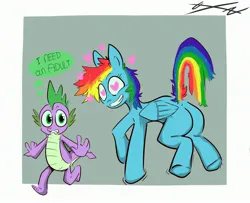 Size: 2900x2360 | Tagged: safe, artist:hollaholla69, derpibooru import, rainbow dash, spike, dragon, pony, g4, heart, i need an adult, image, jpeg, simple background
