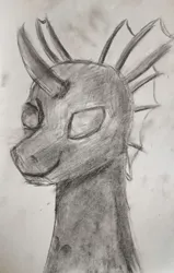 Size: 1221x1920 | Tagged: safe, artist:kujivunia, derpibooru import, changeling, bust, charcoal (medium), image, jpeg, portrait, sketch, smiling, solo, traditional art