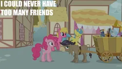 Size: 2000x1125 | Tagged: safe, derpibooru import, edit, edited screencap, editor:quoterific, screencap, cherry berry, cranky doodle donkey, lemon hearts, pinkie pie, a friend in deed, g4, image, png