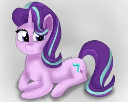 Size: 5000x4000 | Tagged: safe, artist:cloudmild, derpibooru import, starlight glimmer, pony, unicorn, big eyes, cute, female, g4, gray background, horn, image, mare, png, resting, simple background, smiling, solo