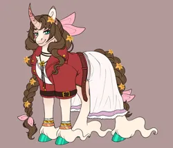 Size: 1280x1100 | Tagged: safe, artist:malinraf1615, derpibooru import, ponified, pony, unicorn, aerith gainsborough, final fantasy, final fantasy vii, horn, image, jpeg, solo, unshorn fetlocks