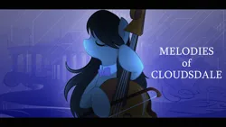 Size: 1920x1080 | Tagged: artist needed, safe, derpibooru import, octavia melody, earth pony, pony, cloudsdale, eyes closed, image, jpeg, musical instrument, rain, solo, violin