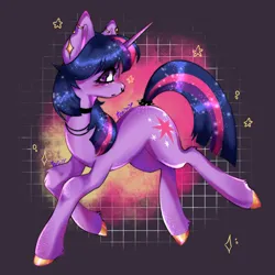 Size: 3000x3000 | Tagged: safe, artist:toxikil, derpibooru import, twilight sparkle, pony, unicorn, abstract background, anatomically correct, choker, cute, ear piercing, earring, female, g4, horn, image, jewelry, mare, necklace, nose piercing, nose ring, nudity, piercing, png, ring, solo, solo female, sparkly mane, sparkly tail, tail, tail ring, unicorn twilight, vulva