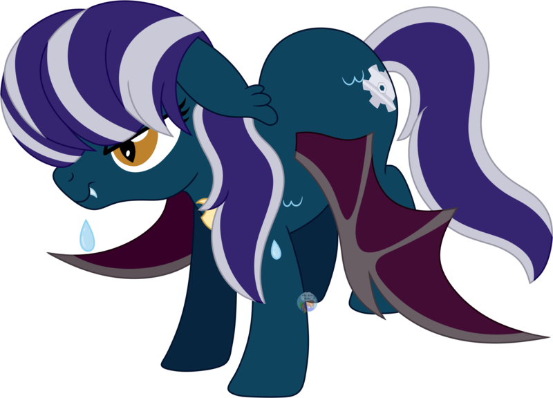 Size: 2400x1729 | Tagged: safe, artist:pure-blue-heart, derpibooru import, oc, oc:heartfang, unofficial characters only, bat pony, pony, angry, bat wings, fangs, female, floppy ears, image, jewelry, mare, necklace, png, simple background, transparent background, two toned mane, wet, wet mane, wings