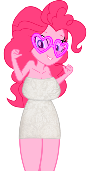 Size: 4199x8000 | Tagged: safe, artist:laszlvfx, derpibooru import, edit, vector edit, pinkie pie, human, equestria girls, bare shoulders, big breasts, breasts, busty pinkie pie, clothes, dress, female, g4, happy, image, png, sexy, simple background, smiling, solo, solo female, sunglasses, transparent background, vector