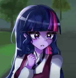 Size: 1758x1811 | Tagged: safe, artist:pulse, derpibooru import, sci-twi, twilight sparkle, human, equestria girls, clothes, crying, crystal prep academy uniform, female, g4, image, jpeg, missing accessory, my little pony equestria girls: friendship games, sad, scene interpretation, school uniform, solo