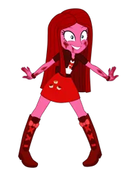 Size: 4400x5500 | Tagged: semi-grimdark, artist:machakar52, derpibooru import, pinkie pie, human, elements of insanity, equestria girls, alternate cutie mark, alternate universe, blood, blood on face, bloody hands, bloody mouth, bracelet, clothes, cutie mark, cutie mark on clothes, g4, image, jewelry, loose hair, pinkamena diane pie, pinkis cupcake, png, shoes, simple background, smiling, solo, transparent background