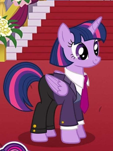 Size: 568x758 | Tagged: safe, derpibooru import, screencap, twilight sparkle, twilight sparkle (alicorn), alicorn, pony, alternate hairstyle, business suit, businessmare, clothes, cute, female, gameloft, image, mare, necktie, pants, png, shirt, solo, suit, twiabetes