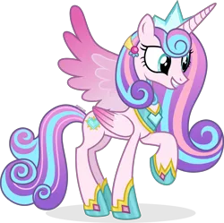 Size: 4000x3977 | Tagged: safe, artist:cirillaq, derpibooru import, princess flurry heart, alicorn, pony, concave belly, crown, female, g4, gauntlet, high res, image, jewelry, older, older flurry heart, png, regalia, simple background, slender, smiling, solo, thin, transparent background, vector