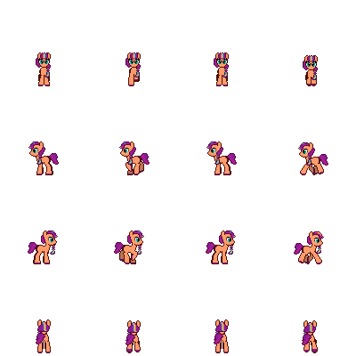 Size: 400x400 | Tagged: safe, artist:andrewsarchive, artist:zeka10000, derpibooru import, sunny starscout, earth pony, pony, g5, digital art, female, image, mane stripe sunny, mare, pixel art, png, rpg, rpg maker, simple background, solo, sprite, sprite sheet, transparent background