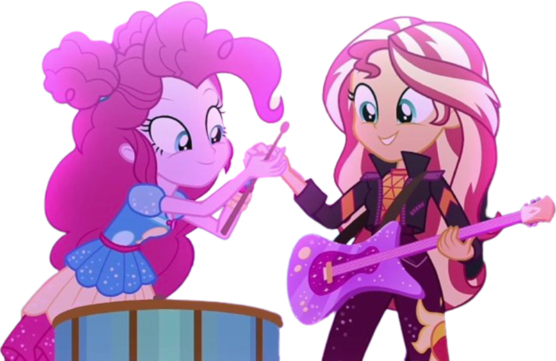 Size: 3882x2520 | Tagged: safe, derpibooru import, edit, edited screencap, editor:homersimpson1983, screencap, pinkie pie, sunset shimmer, human, equestria girls, background removed, female, g4, image, musical instrument, not a vector, png