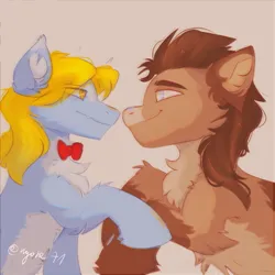 Size: 2000x2000 | Tagged: safe, artist:nyota71, derpibooru import, doctor whooves, perfect pace, time turner, earth pony, bowtie, chest fluff, derpibooru exclusive, doctor who, doctorpace, ear fluff, g4, gay, holding hooves, image, looking at each other, looking at someone, male, png, redesign, shipping, simple background, smiling, smiling at each other, the doctor, the master, unshorn fetlocks