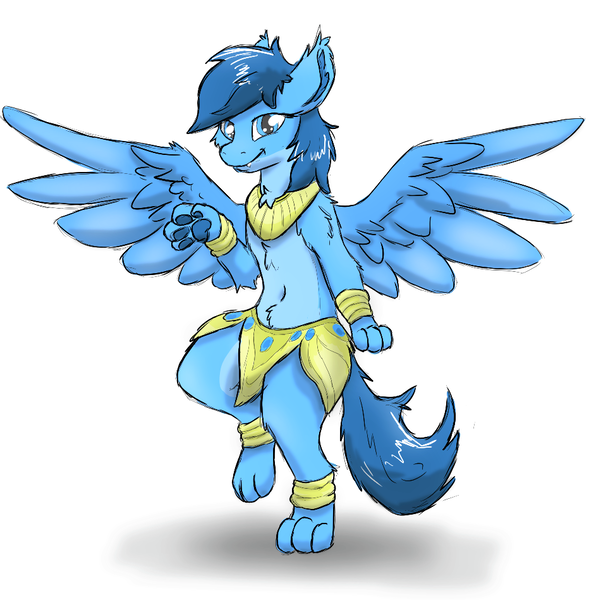 Size: 943x949 | Tagged: safe, artist:pzkratzer, derpibooru import, oc, oc:night cloud, unofficial characters only, semi-anthro, sphinx, aggie.io, belly button, belly dancer, belly dancer outfit, bipedal, clothes, female, image, paw pads, paws, png, sketch, smiling, solo, sphinx oc, spread wings, teeth, underpaw, wings