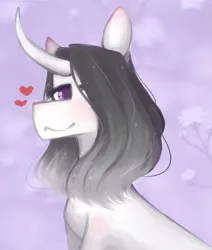 Size: 1329x1566 | Tagged: safe, artist:riressa, derpibooru import, oc, oc:darksky, pony, unicorn, bust, curved horn, female, hair over one eye, heart, horn, image, mare, png, portrait, solo