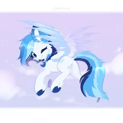 Size: 3000x3000 | Tagged: safe, artist:persikulka, derpibooru import, oc, unofficial characters only, pegasus, pony, image, one eye closed, pegasus oc, png, solo, wings, wink