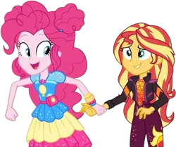 Size: 3011x2520 | Tagged: safe, derpibooru import, edit, edited screencap, editor:homersimpson1983, screencap, pinkie pie, sunset shimmer, human, equestria girls, background removed, female, g4, image, not a vector, png