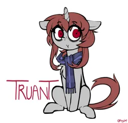 Size: 1920x1840 | Tagged: safe, artist:fullmetalpikmin, derpibooru import, oc, unofficial characters only, unicorn, bags under eyes, clothes, horn, image, png, red eyes, scarf