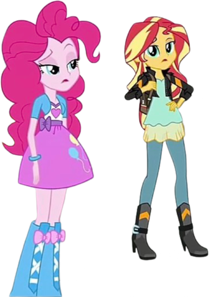 Size: 1785x2520 | Tagged: safe, derpibooru import, edit, edited screencap, editor:homersimpson1983, screencap, pinkie pie, sunset shimmer, human, equestria girls, background removed, duo, duo female, female, g4, image, not a vector, png, simple background, transparent background