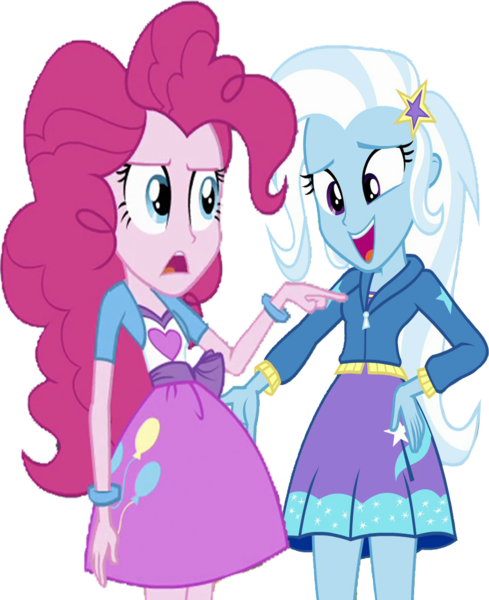Size: 2052x2520 | Tagged: safe, derpibooru import, edit, edited screencap, editor:homersimpson1983, screencap, pinkie pie, trixie, human, equestria girls, background removed, duo, duo female, female, g4, image, not a vector, png, simple background, transparent background
