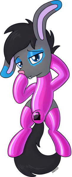 Size: 1224x3010 | Tagged: questionable, artist:superderpybot, derpibooru import, oc, oc:toxic plunge, unofficial characters only, hybrid, original species, pony, bedroom eyes, bunny ears, clothes, commission, crotch bulge, digital art, fetish, hoof over mouth, image, latex, latex fetish, latex socks, latex suit, lock, looking at you, male, null bulge, pinup, png, rabbit pony, rubber, rubber suit, shiny, simple background, socks, solo, solo male, stallion, transparent background