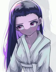 Size: 3186x4096 | Tagged: safe, artist:gunim8ed, derpibooru import, twilight sparkle, human, equestria girls, rarity's biggest fan, spoiler:interseason shorts, alternate hairstyle, clothes, female, g4, image, interseason shorts, jpeg, robe, solo