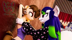 Size: 607x341 | Tagged: suggestive, artist:knottybuppy, ponerpics import, ponybooru import, oc, unofficial characters only, anthro, 3d, breasts, female, image, jpeg, looking at each other