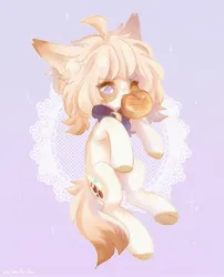 Size: 1693x2100 | Tagged: safe, artist:vanilla-chan, derpibooru import, oc, unofficial characters only, earth pony, pony, abstract background, bowtie, ear fluff, eating, food, image, jpeg, solo