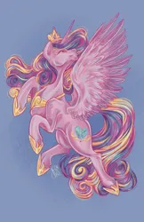 Size: 388x600 | Tagged: safe, derpibooru import, princess cadance, alicorn, pony, blue background, cutie mark, female, full body, image, mare, png, simple background, solo