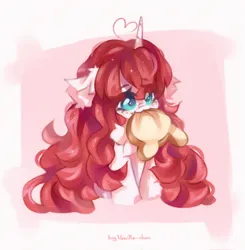 Size: 2004x2048 | Tagged: safe, artist:vanilla-chan, derpibooru import, oc, unofficial characters only, earth pony, pony, unicorn, abstract background, bread, chest fluff, commission, ear fluff, female, food, horn, image, jpeg, mare, mouth hold, solo