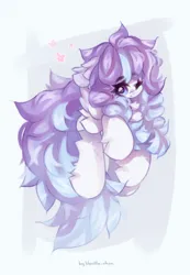 Size: 1418x2048 | Tagged: safe, artist:vanilla-chan, derpibooru import, oc, unofficial characters only, pegasus, pony, abstract background, chest fluff, eyebrows, eyebrows visible through hair, female, fetlock tuft, image, jpeg, mare, one eye closed, solo, wink