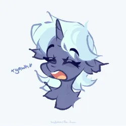 Size: 2048x2048 | Tagged: safe, artist:vanilla-chan, derpibooru import, oc, unofficial characters only, pony, unicorn, bust, chest fluff, ear fluff, horn, image, jpeg, simple background, white background, yawn