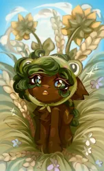 Size: 1274x2100 | Tagged: safe, artist:vanilla-chan, derpibooru import, oc, unofficial characters only, earth pony, pony, chest fluff, female, fetlock tuft, flower, hat, image, jpeg, mare, solo