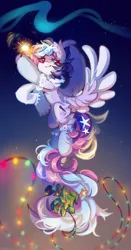 Size: 1075x2048 | Tagged: safe, artist:vanilla-chan, derpibooru import, oc, oc:starbright flow, unofficial characters only, pegasus, pony, clothes, ear fluff, female, image, jpeg, mare, new year, scarf, socks, solo, sparkler (firework), teary eyes